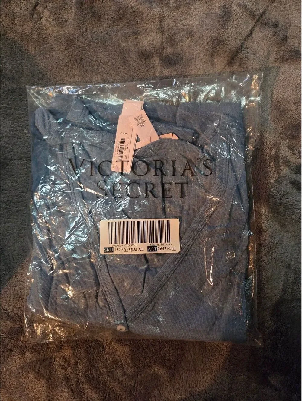 Victoria's Secret 2 Pc Pajama Set Women's XL Blue Ribbed Sleep Top & Shorts NWT